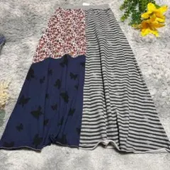 scolar 異素材 MIX 切り替え スカート M 総柄 花柄 ボーダー 蝶のサムネイル