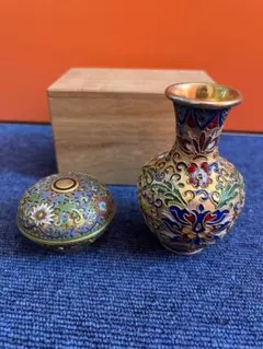 景泰藍　七宝焼　花瓶 レトロ 中国美術 景泰藍 七宝焼き 花瓶 壺 骨董品 約30cm - メルカリ