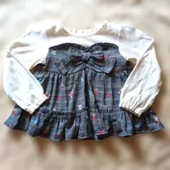 mezzo piano 長袖カットソー チュニック くま うさぎ 110cm