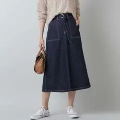 NATURAL BEAUTY BASIC ナチュラルスラブデニムスカート