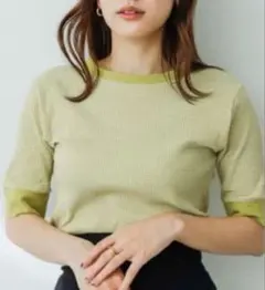 SENSE OF PLACE クルーネックリンガーボーダーTシャツ(5分袖)