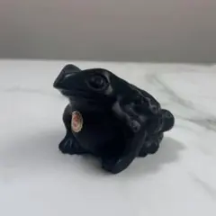 カエル　置物　蛙　ニュー那智黒　黒　ブラック　縁起物