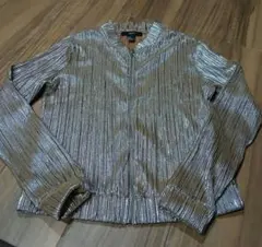 Forever 21 ゴールド プリーツ ジップアップジャケット S