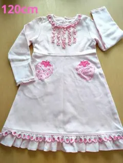 メゾピアノ　美品　苺の刺繍が可愛い ピンクワンピース