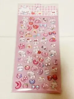 『ラブリーぷくりんシール』ボンボンドロップシール うさぎ・ねこ (硬いタイプ)