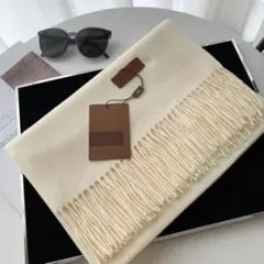 柔らかカシミヤ カシミヤ 大判 マフラー ストール オフホワイト 白