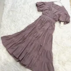 新品 SNIDELスナイデル コットンカシュクールティアードワンピース 薄紫