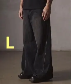 GRANCY ジップデザイン バギーデニム パンツ - メルカリ