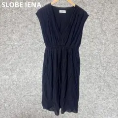 SLOBE IENA　ノースリーブプリーツワンピース ブラック　リネン混のサムネイル