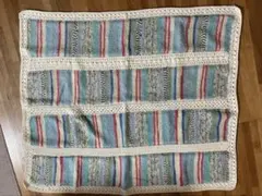 OPAL毛糸ストライプ模様のニットブランケット