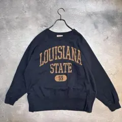 Samansa Mos2 スウェット カレッジロゴ トレーナー ネイビー 紺