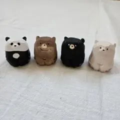 【4個セット】 パンダ＆くま 置物 インテリア雑貨 熊 木彫り 可愛い 北欧風のサムネイル