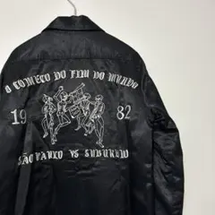 ね*こ様 old vintage サテン スーベニアジャケット ブラック M 刺のサムネイル