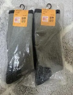 /2足セット1番分厚い靴下新品ヒートテックソックスソフト総パイル27-29グレー
