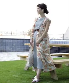 花柄ロングカーディガン　ワンピース