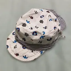 【50cm】 日よけ付き キャップ 帽子　マリン柄