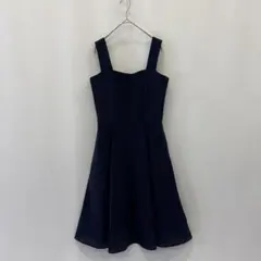 「値下げ」FOXEYネイビー ノースリーブ フレアワンピース　Size40