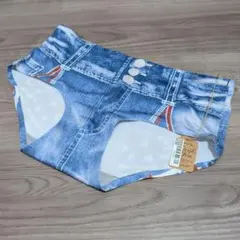 デニム風ハイウエストショーツ