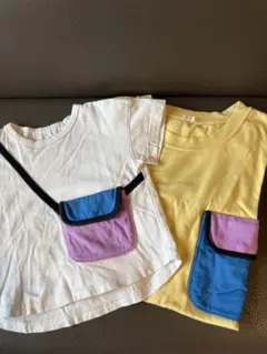 GU シナプシュ　ボディバッグ風ポケット付きTシャツ 2枚セット　親子リンクのサムネイル