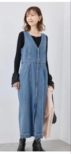 新品未使用　ロペピクニック　デニムジャンスカワンピース38