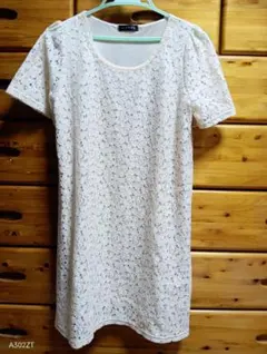 【美品】アイボリー レース 半袖ワンピース Mサイズ