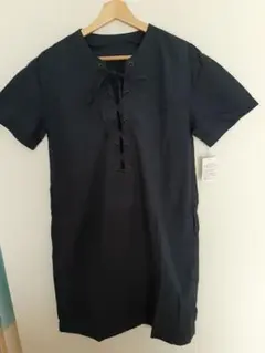 新品タグ付★ナチュラルビューティーベーシックの半袖ワンピース　M ネイビー