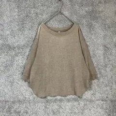 ユニクロ　UNIQLO　M　ワッフル七分袖カットソー　ボートネック　カジュアル
