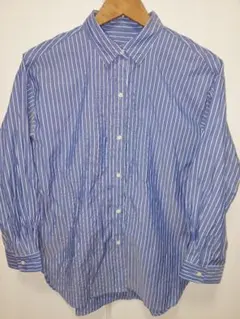 ★used★青ストライプ コットン長袖シャツ
