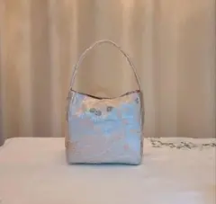 鶴花模様プレチナ着物帯をリメイクしたハンドバック