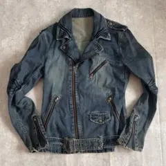 vintage デニムライダースジャケット フェード加工 ギミック お兄系 綿