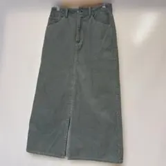 GU グレー コーデュロイ タイトスカート スリット入り S