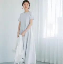 Coca コカ　エンボス切り替えワンピース クリスマス　水色ワンピース