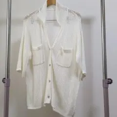 ホワイトメッシュカーディガン Fサイズ