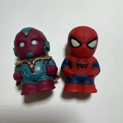 MARVEL フィギュア 指人形 スパイダーマン ヴィジョン ソフビ