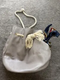 CasiTA カシータ　グレー バケットバッグ スカーフ付き