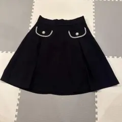 INGNIパール装飾 フレアミニスカート ブラック