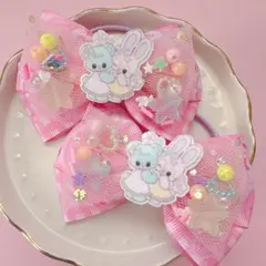 うさくま♡ チュールリボン　ハンドメイド　リボン　ヘアゴム　キッズ　Fancy