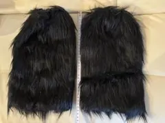 ブラックファーレッグウォーマー 約30cm