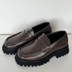 JEANASIS【抗菌防臭テープ付き】シャーリングローファー ブラウン L 