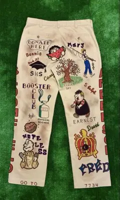 メモリアルパンツ スラックス ペイント リメイク アップサイクル ヴィンテージ