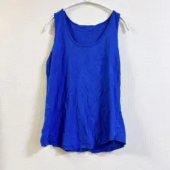 【M】青色ノースリーブコットントップス レディース/メンズ ブルートップス