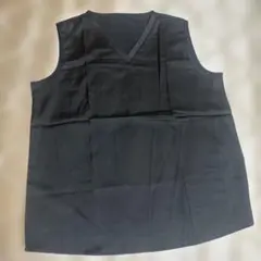 Vネック ノースリーブ トップス ブラック 3XL