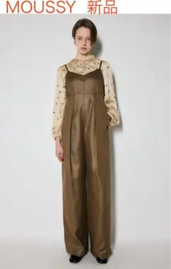 新品　マウジー　オールインワン　パンツ　サロペット　ボトムス　フェイクレザー
