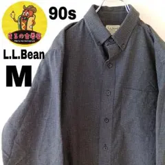 USA古着 L.L.Bean　ネルシャツM　ブラックグレー　チェック　90s