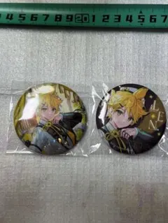 初音ミク　鏡音レン　LEN映彩 メタリック缶バッジ　セット