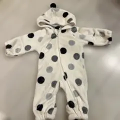 水玉　モコモコロンパース　70