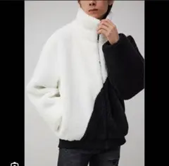 AZUL バイカラーボアブルゾン