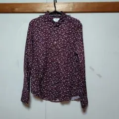 ESSENTIAL GARMENT バーガンディ 花柄 長袖シャツ