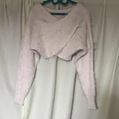 Chico トップス ニット セーター クロップド ファー風 Vネック