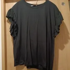 ZARA フリルスリーブ Tシャツ ブラック Lのサムネイル